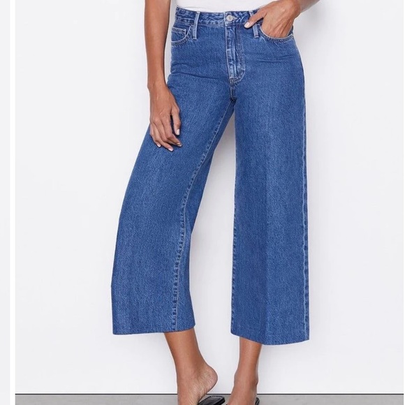 Frame Denim Jeans Frame Demin High Waisted Wide Leg Crop Jeans In